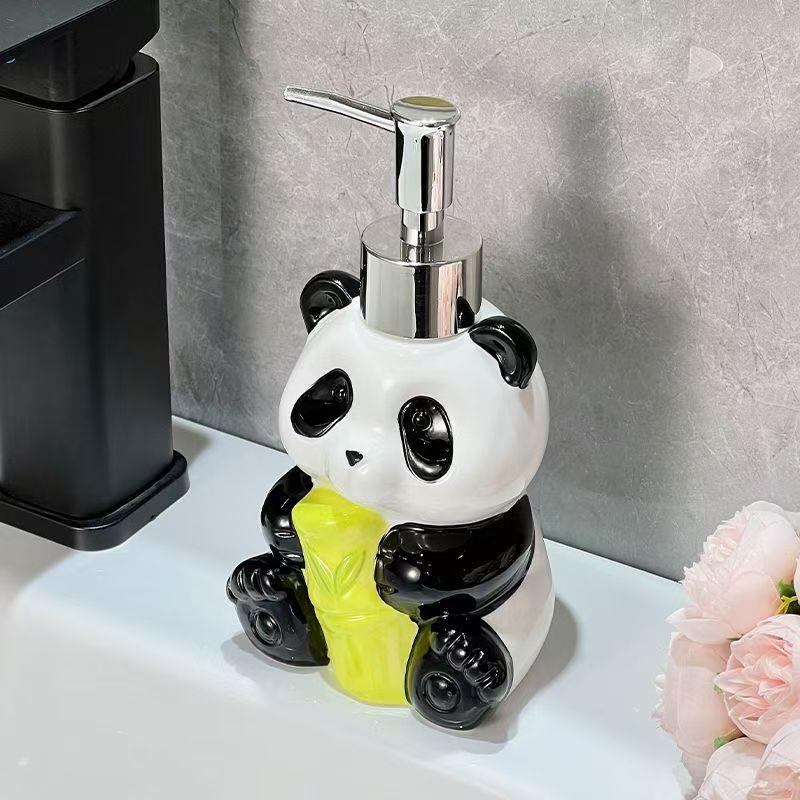 Cute Animal Panda Ceramic Lotion Bottle Bathroom Accessories Shampoo Moisture Bottled Panda Soap Dish Household Soap Dispens