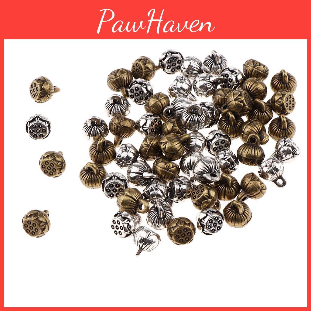Silver Lotus And Bronze 60pcs Seed Charms Pendants Jewelry Making Findings