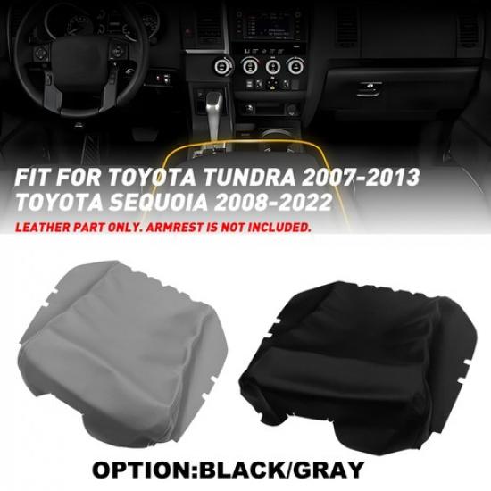 Fits 2007-2013 Tundra Toyota Leather Center Console Armrest Lid Cover Black/Gray