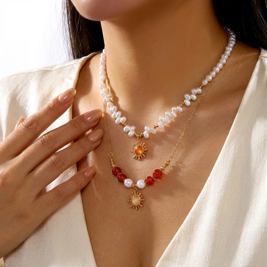 New Luxury Baroque Imitation Pearl Necklace for Women Gold Color Starfish Conch Pendant Choker Summer Beach Wedding Jewelry Gift