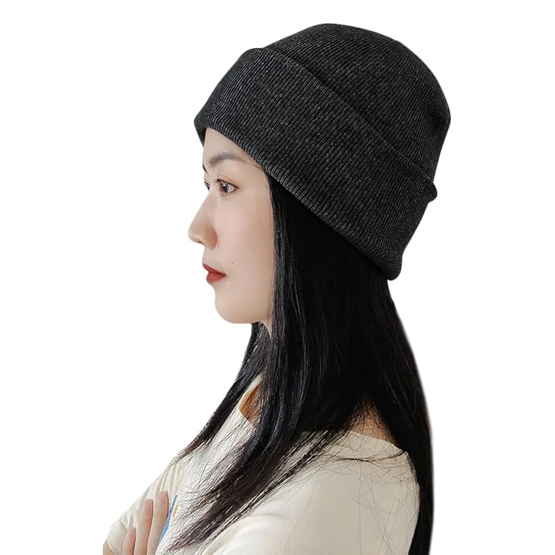

[QCHOMEE] knit hat men s ladies hat autumn/winter Cold protection Heat retention ribbed knit cap Anti-static elasticity care hat simple commute