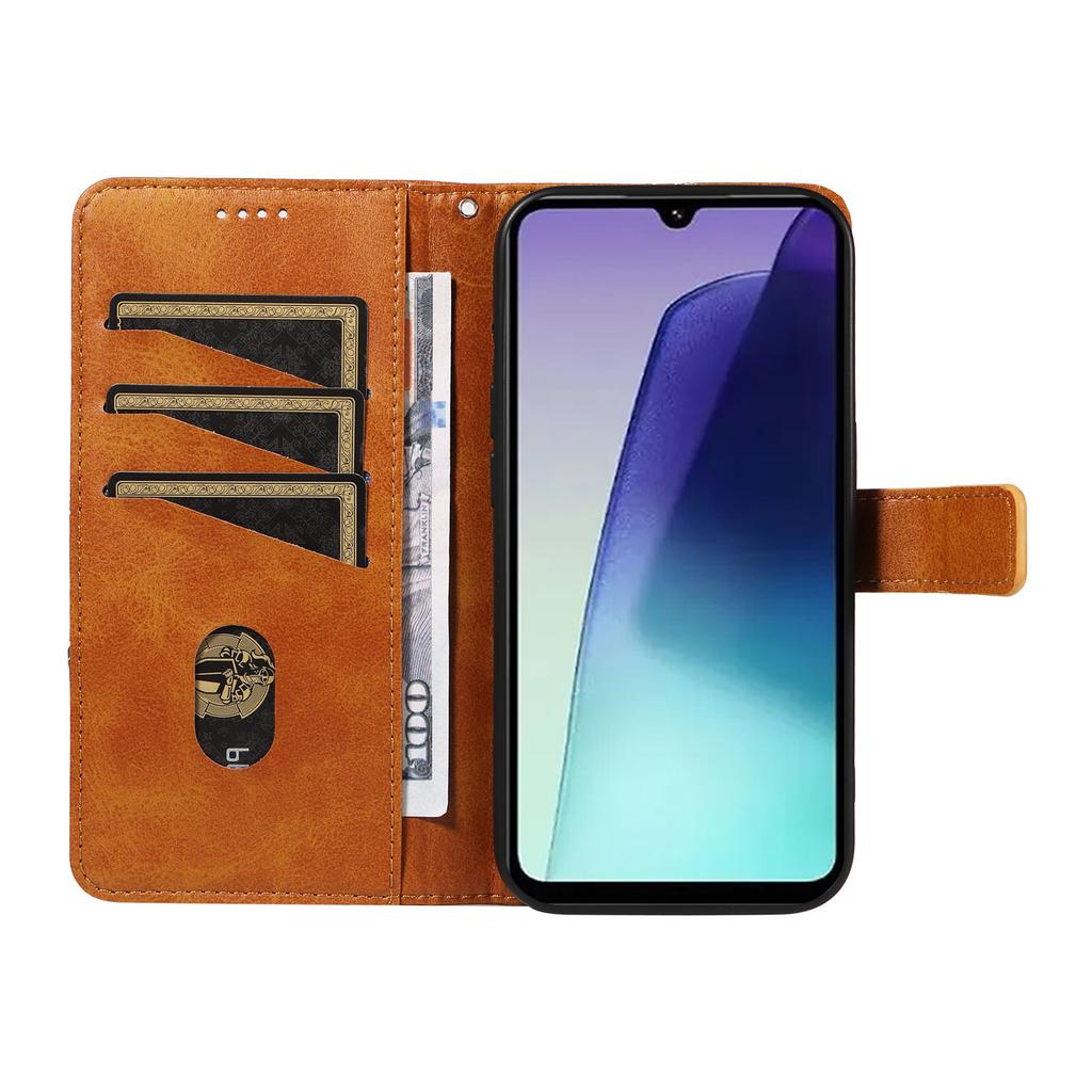 For Xiaomi Poco C75 4G/Redmi 14R 5G/14C 4G Case Leather Geometric Line Wallet Phone Cover with Wrist Strap