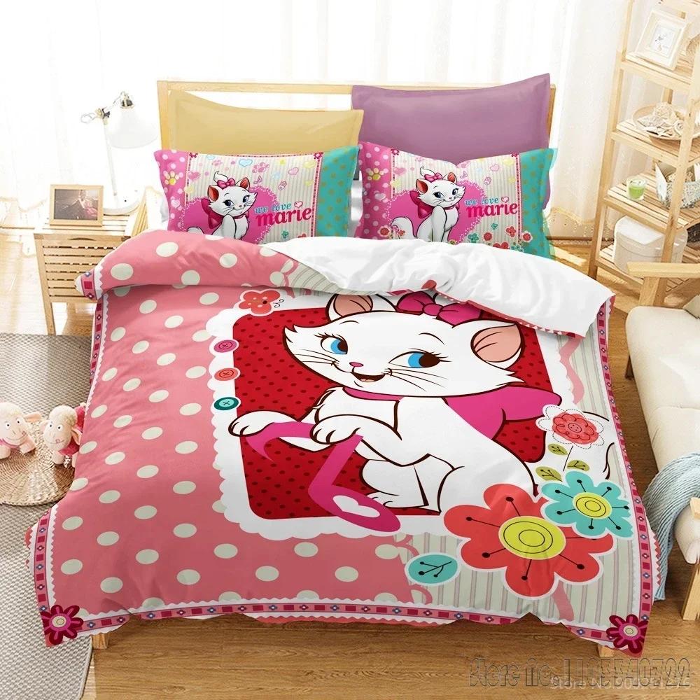 3D Print Cartoon Marie Cat Duvet Cover Set HD Comforter Cover for Kids Bedding Sets Bedclothes Bedroom Decor