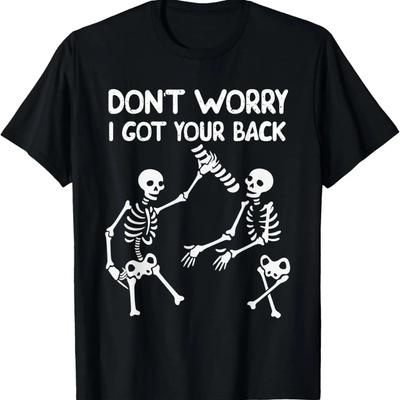Neboj se, kryju ti záda Vtipné halloweenské tričko s kostrou