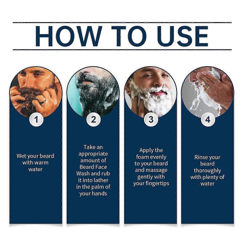 Men's Sandalwood Beard Shampoo - Moisturizing & Repairing for Soft, Frizz-Free Beards