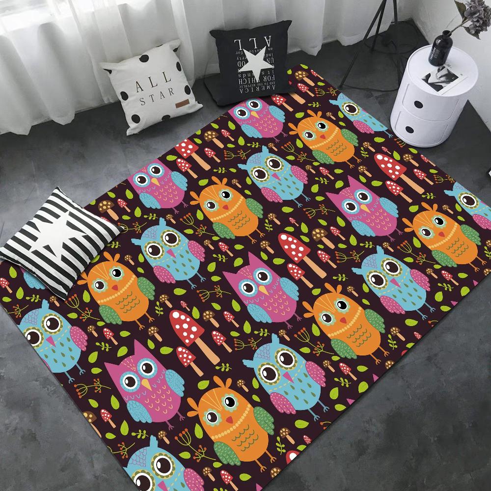 Pattern Colorful Owls Floor Mat INS Style Soft Bedroom Floor House Laundry Room Mat Anti-skid Household Carpets