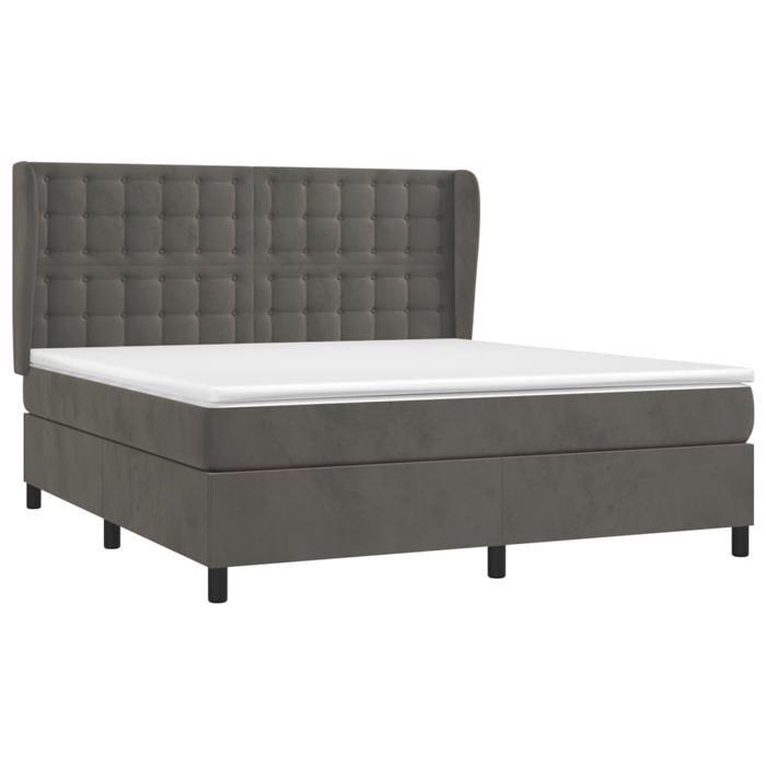 VidaXL Lit à sommier tapissier et matelas Gris foncé 180x200cm Velours. - Modèle 3129466