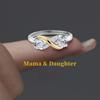 Mother And Daughter Infinite Care And Love Ring Two-Tone Diamond-Set Love-Shaped Zircon Woman