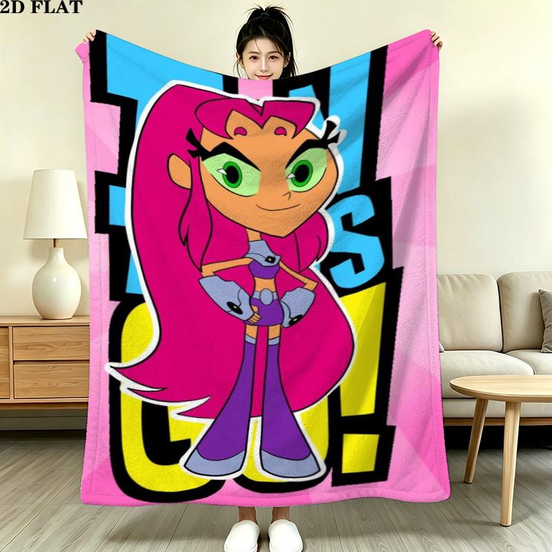 Teen Titans Print Flannel Blanket, High Quality Comfortable for All Seasons, Home Decor, Warmth and Comfort, Perfect for Christmas Gifts