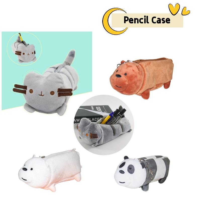 Cat Plush Pencil Case Bear Patterned Stationery Storage Bag Student Gift Present
