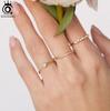ORSA JEWELS 925 Sterling Silver Minimalism AAAA Zircon Stacking Rings for Women Simple Finger Rings Birthday Jewelry Gift APR26