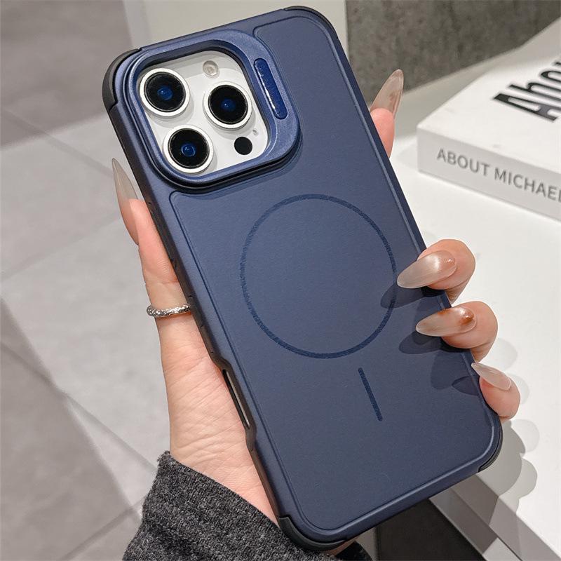 

iPhone 17 Pro Max Case with Lens Stand - Drop-proof, Magnetic, Compatible with Models 13-17 iPhone 13 Pro темно-синього кольору