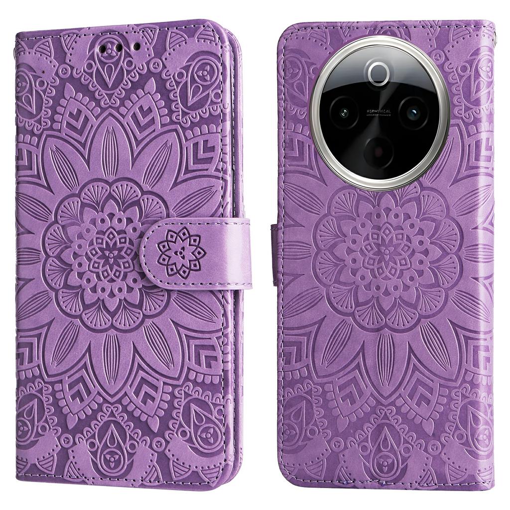 For vivo Y300 Pro 5G Case Sunflower Imprint Leather Wallet Phone Cover