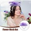 UPKOCH Wedding Decorative Hat with Floral Mesh Bridal Headpiece Purple for Women Special Occasion Tea Party Hair Accessory