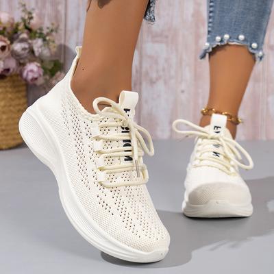 Modische Atmungsaktive Strick-Sneakers für Damen 2024 Herbstmode Plateau-Sportschuhe Frau Leichtgewicht Anti-Rutsch Freizeitschuhe Damen