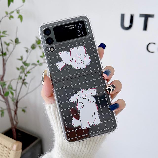 

Прозрачный жесткий чехол для телефона с милой мультяшной собакой для Samsung Galaxy Z Flip 3 5g, задняя крышка For Samsung Z Flip 3