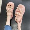 fashion Women Pearl Wedge Sandals Summer 2024 Chunky Platform Slippers for Woman Thick Bottom Beach Flip Flops Gladiator Sandalias Mujer