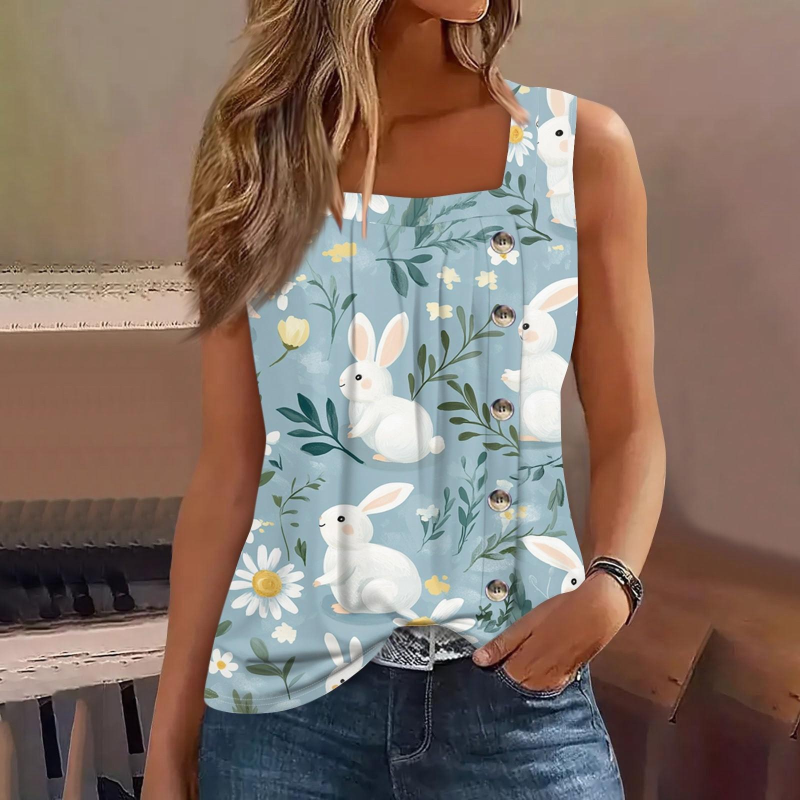 

Женская мода, повседневный базовый плиссированный жилет без рукавов с квадратными пуговицами и принтом, летние майки L