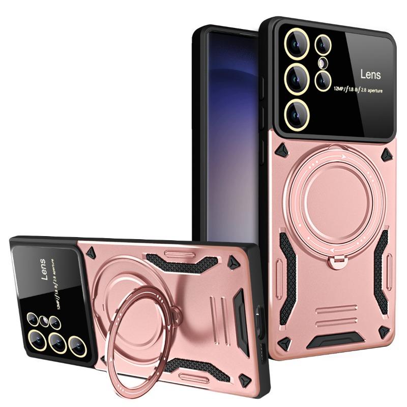Suitable for Samsung S25 Ultra Magnetic Suction Phone Case S24FE Rotary Bracket A55 Full Inclusive Anti Fall Protection Case