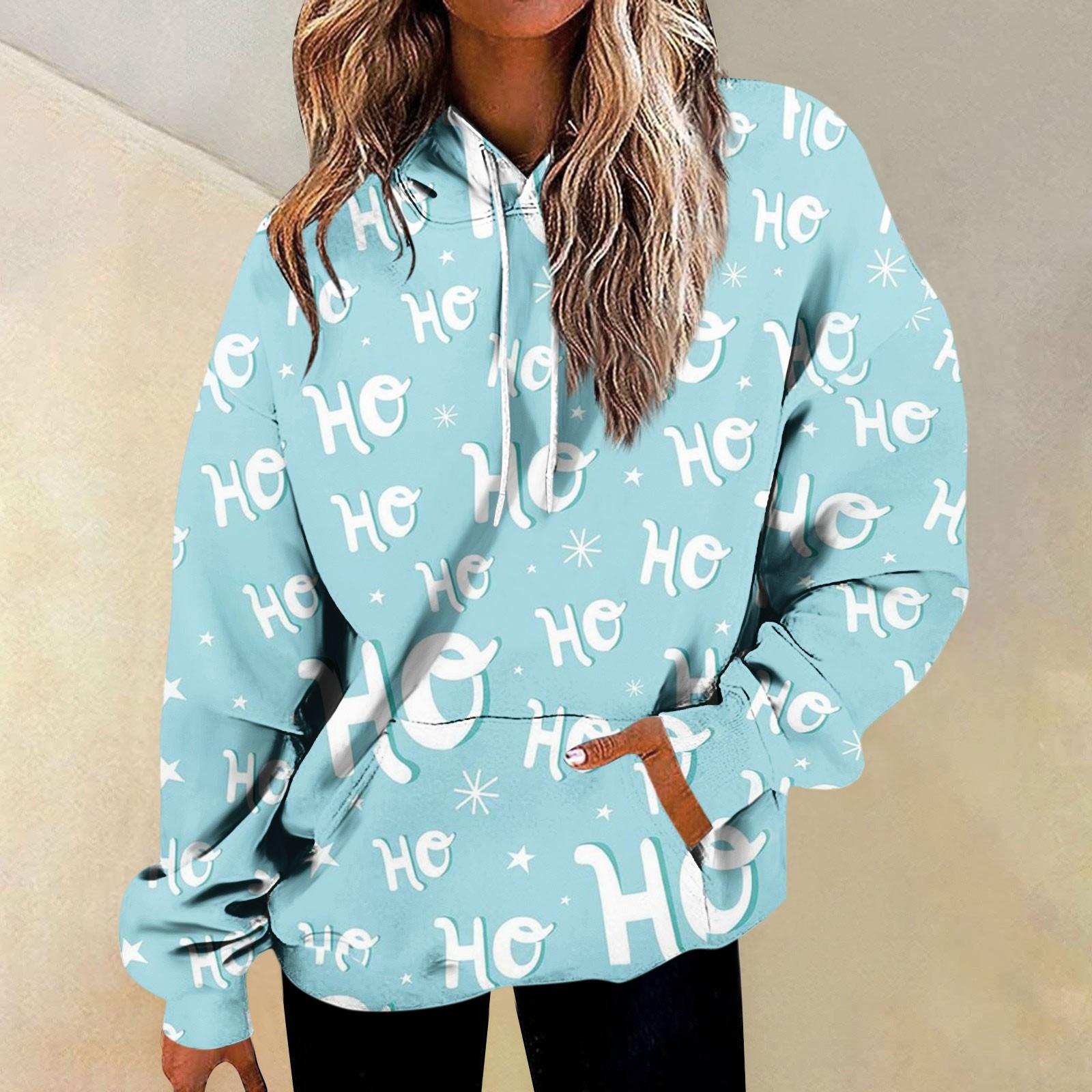 

Женские повседневные модные рождественские пуловеры с длинными рукавами и принтом, толстовки с капюшоном XL