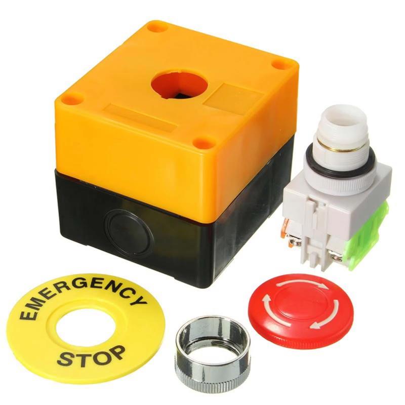 660V 10A Emergency Stop Button Switch Box Waterproof Safety Stop Push Button With Rain Cover For Industrial Machine