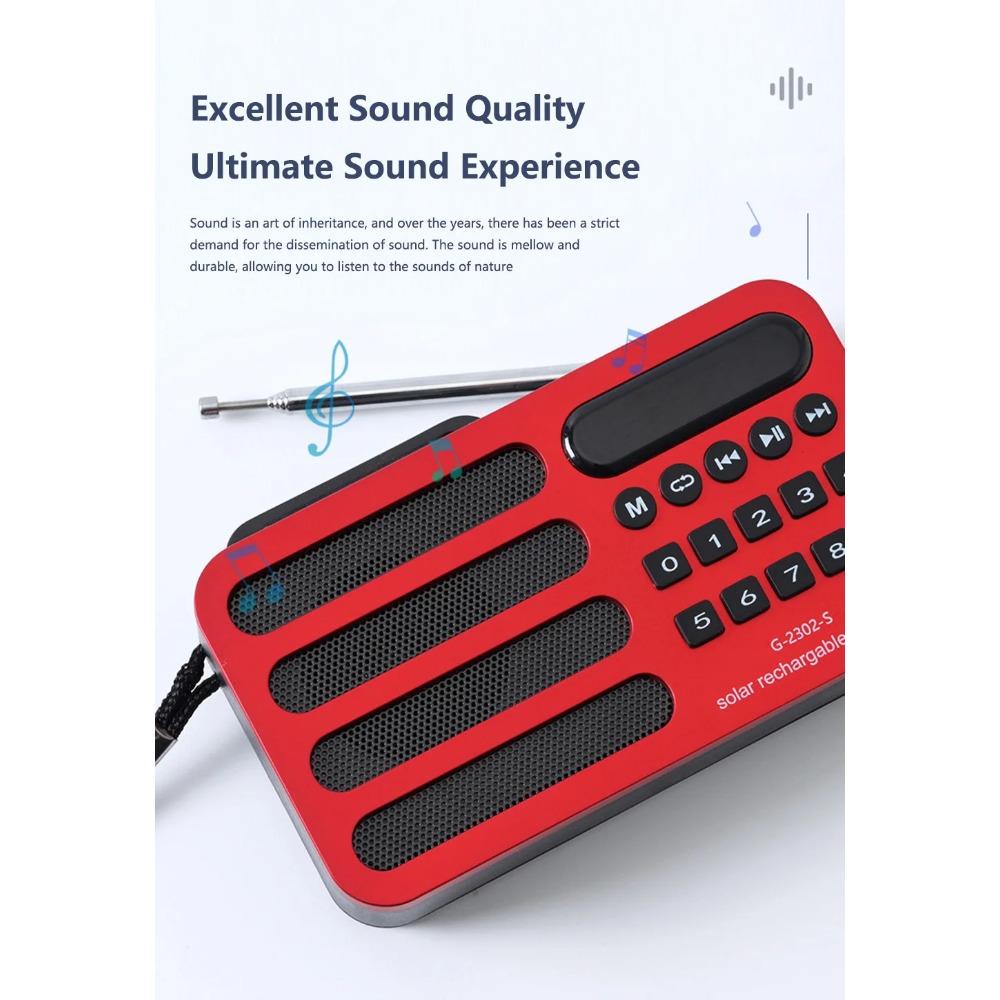 Tragbares Radio FM MP3 USB Bluetooth Wireless-Lautsprecher Unterstützt Solarladefunktion TF-Karte U-Disk-Musik-Player mit FM-Radioempfänger