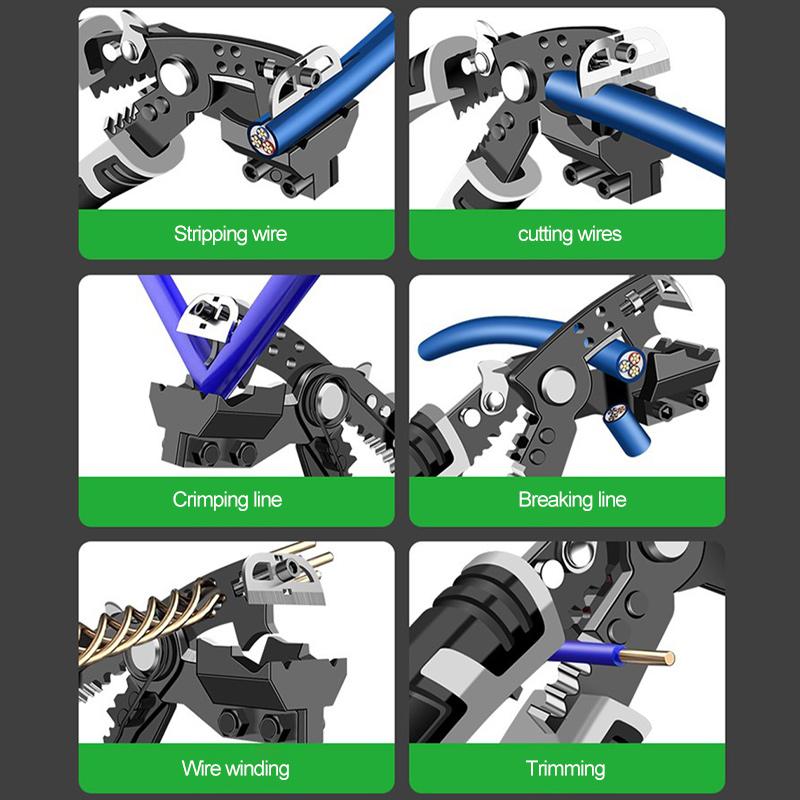 Crimper Cable Cutter Electrician Wire Stripper Tools Winding Bending Crimping Breaking Wire Stripper Multifunctional Pliers