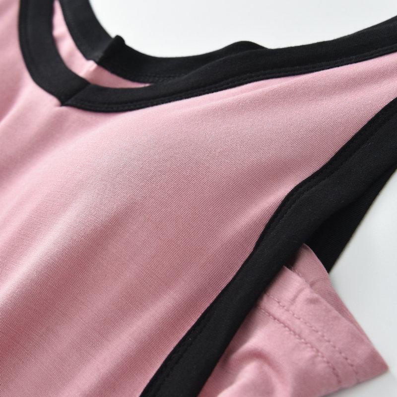 Women's Summer Modal Sleeveless Nightdress with Chest Pad - Breathable, Thin, Contrast Color