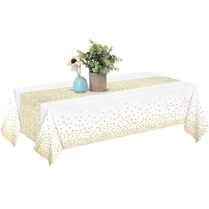 OIMG Disposable Blue Polka Dot Tablecloth