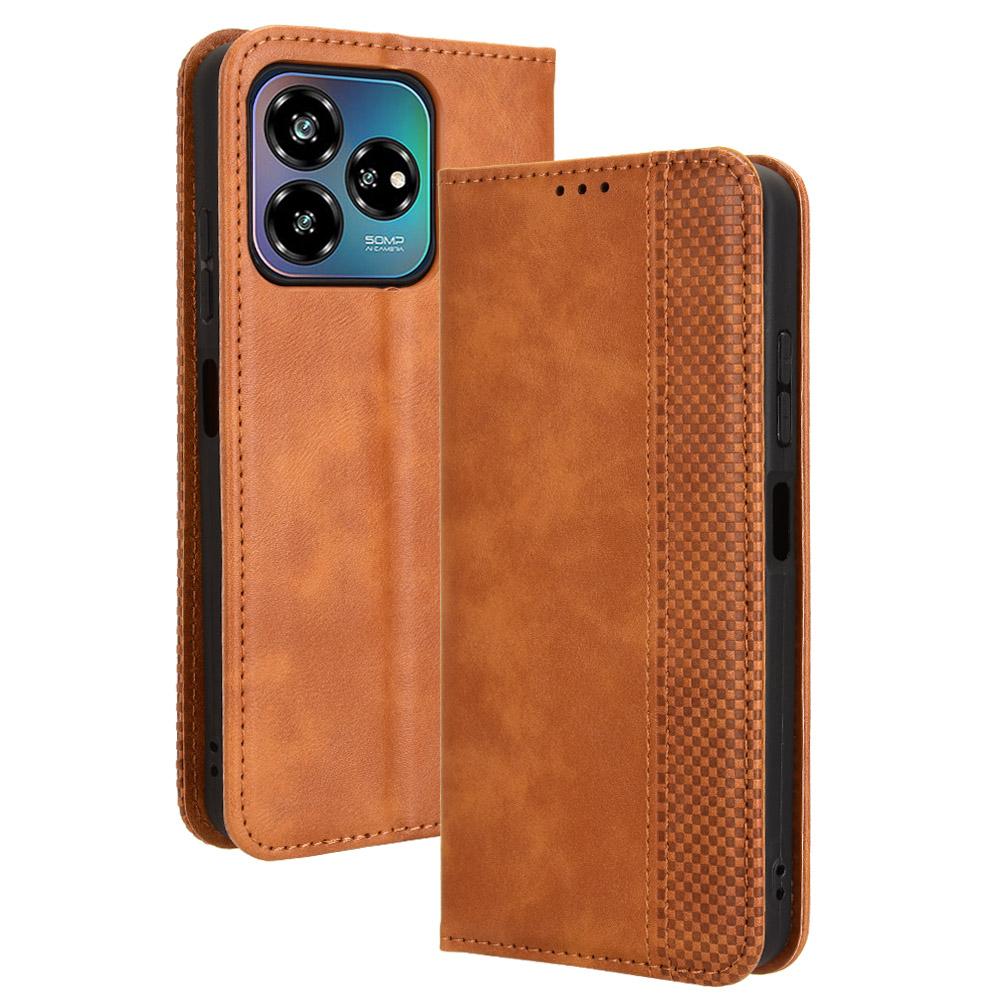 For ZTE Axon 60 Lite/Blade V60 Vita Wallet Case Retro Leather Phone Cover with Stand