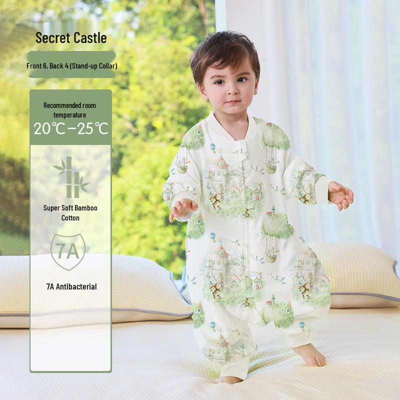 Bamboo Cotton Baby Sleeping Bag Pajamas: Breathable, Antibacterial, Anti-Kick Design for Children