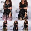 Women's Fashion Summer Spring Long Sleeve V-Neck Casual Dresses
