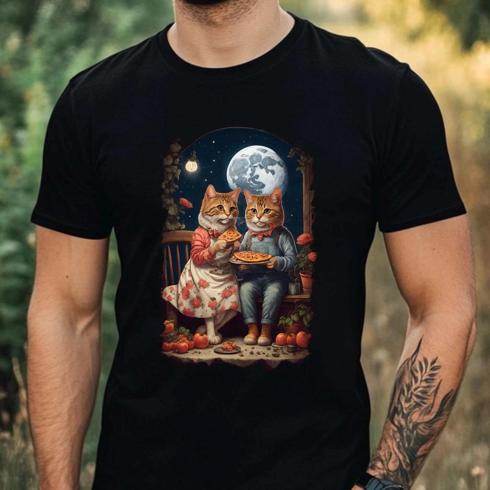 T-Shirt Herren Lustige Pizza Motiv Baumwolle Größe XS bis 5XL XL