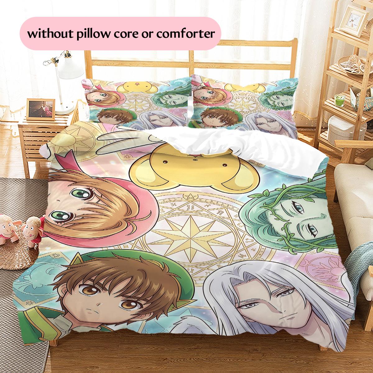 

Cardcaptor Sakura characters Pattern Bedding Quilt Set Home Decoration Gift (1 * duvet cover + 2 * pillowcase without core) 135x200cm