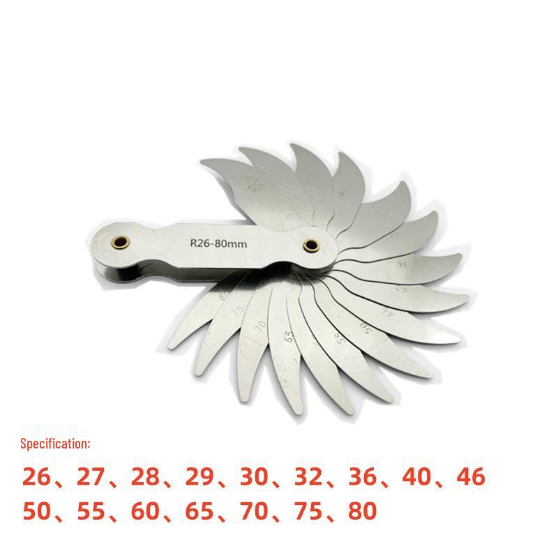 Radius Gauge Template R1-6.5, 7-14.5, 15-25, 26-80 Arc Measuring Tool.