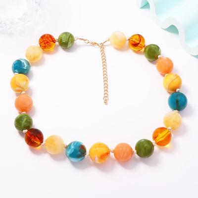 Summer Vacation Wind Dopamine Color Beaded Necklace Trend Personality Holiday Party Versatile Women's Necklace