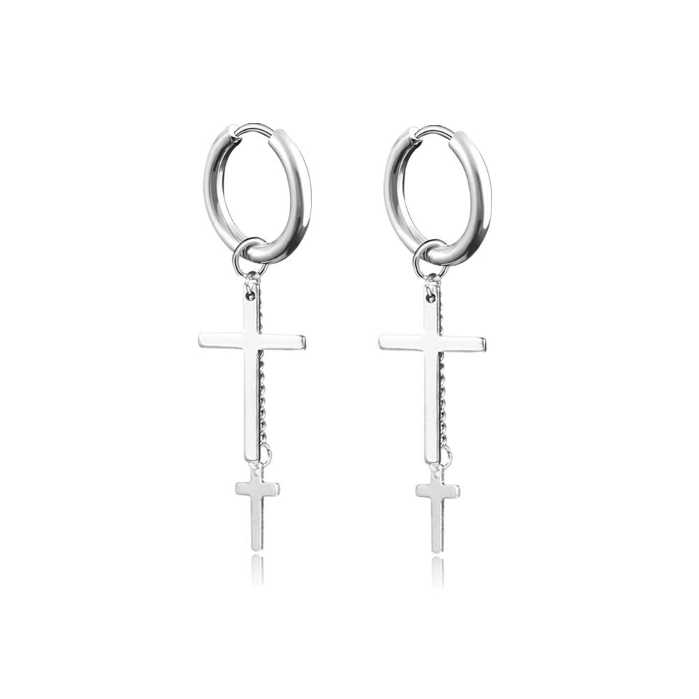New Punk Stainless Steel Chain Hoop Earrings For Women Men Trendy Goth Pop Hip Hop Pendants Ear Jewelry Accessories Earring