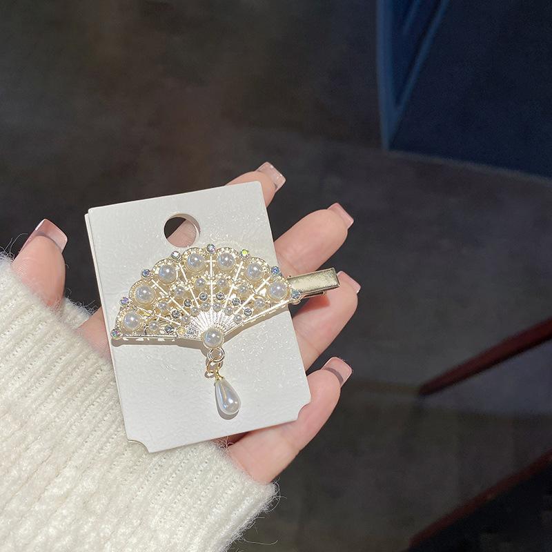 Pearl Rhinaute Malá spona do vlasů Dámská síť Celebrity Jemná spona s vysokým culíkem Korejská spona na hlavu s rozbitou vlasovou sponou