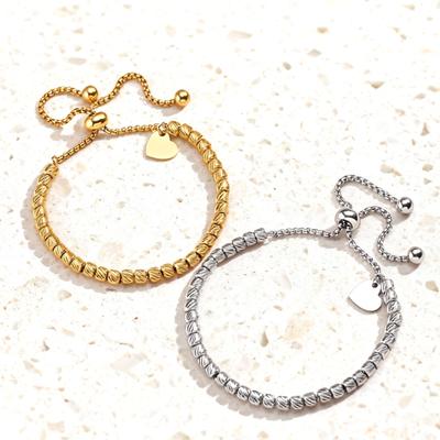 Valentine's Day Couple Bracelet Stainless Steel Balls Chain Bracelet Adjustable Length Accessories Gift