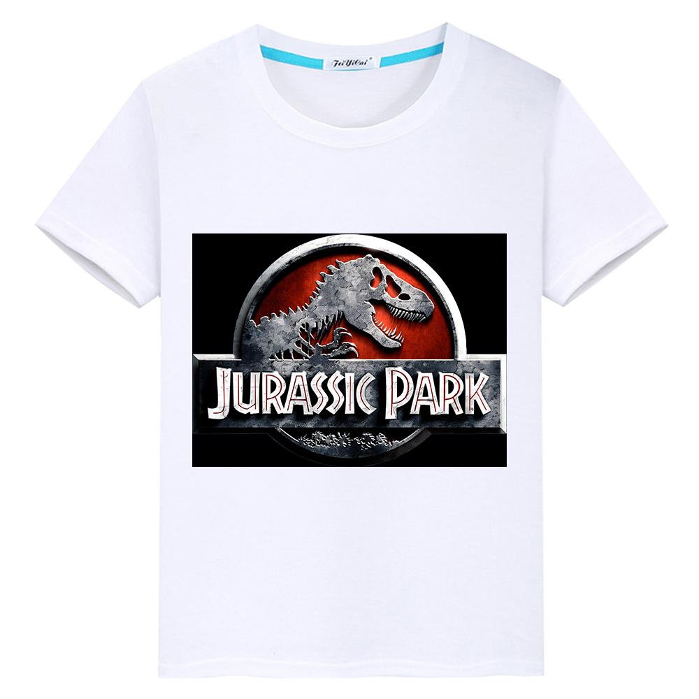 Jurassic Park 100%Cotton Summer Anime Tees Dinosaur Short Tops Kawaii Jurassic World T-shirt y2k one piece kids clothes boy girl