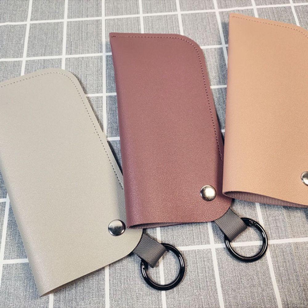 Korean Style Sunglasses Case with Hanging Ring Waterproof PU Leather Glasses Bag Soft Travel
