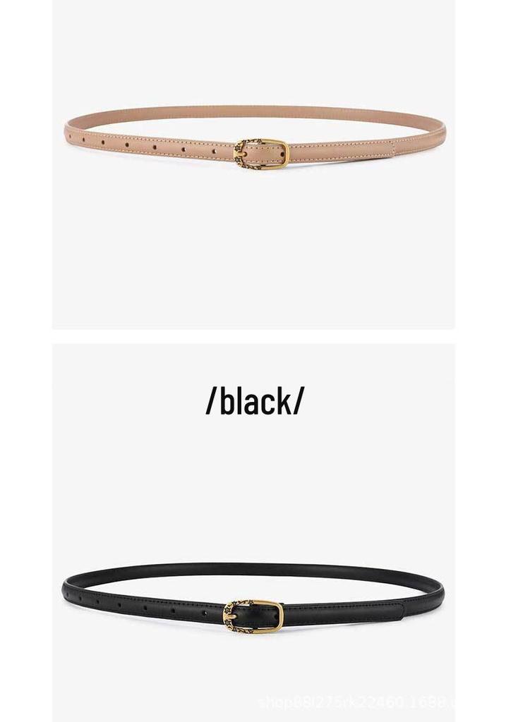 Simple Retro-Style Women's Slim Leather Belt - Fashion Accessory