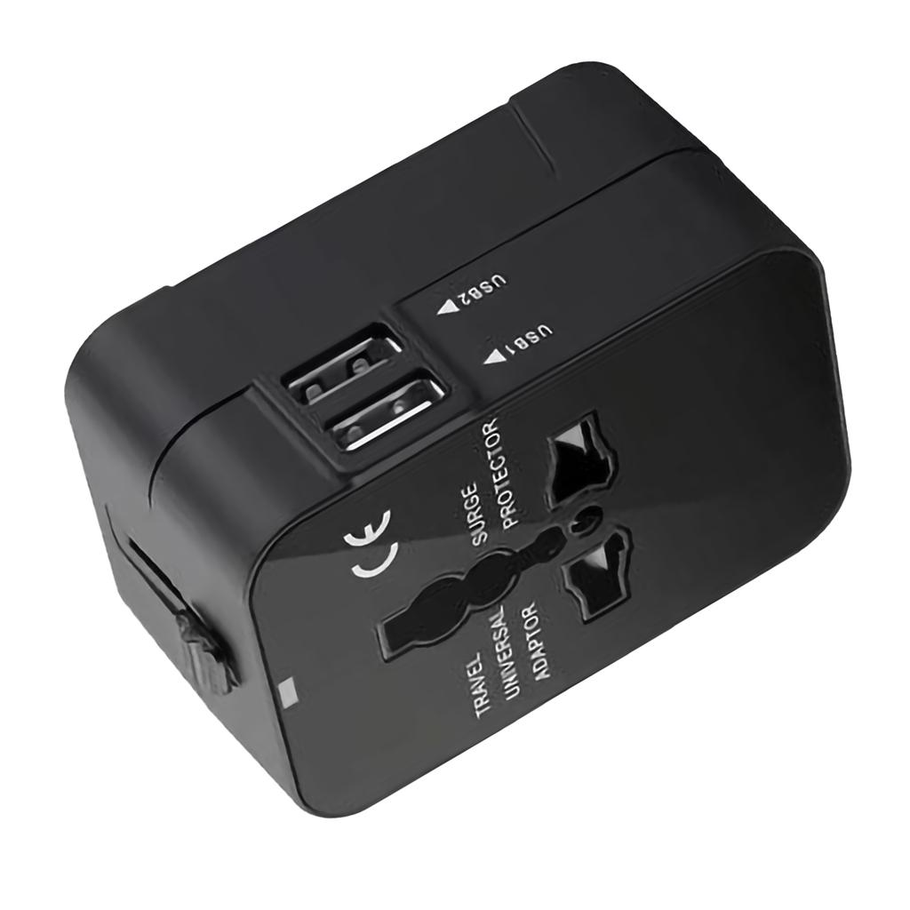 International Travel Adapter Travel Charging with 2 USB Port Wall Power Strips for Travel Socket Plug for Phone Tablet