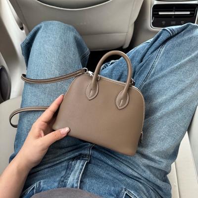 Mini Bowling Goat Pattern Cowhide Shell Bag Portable Messenger Bag Mini Bolide Leather Shoulder Bag Women