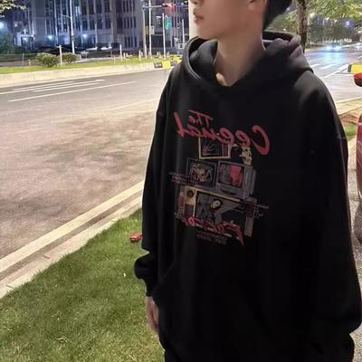New Versatile Trendy Brand Letter Printing Men's and Women's Autumn and Winter Trend Hoodie Loose Large Size Thermal Top