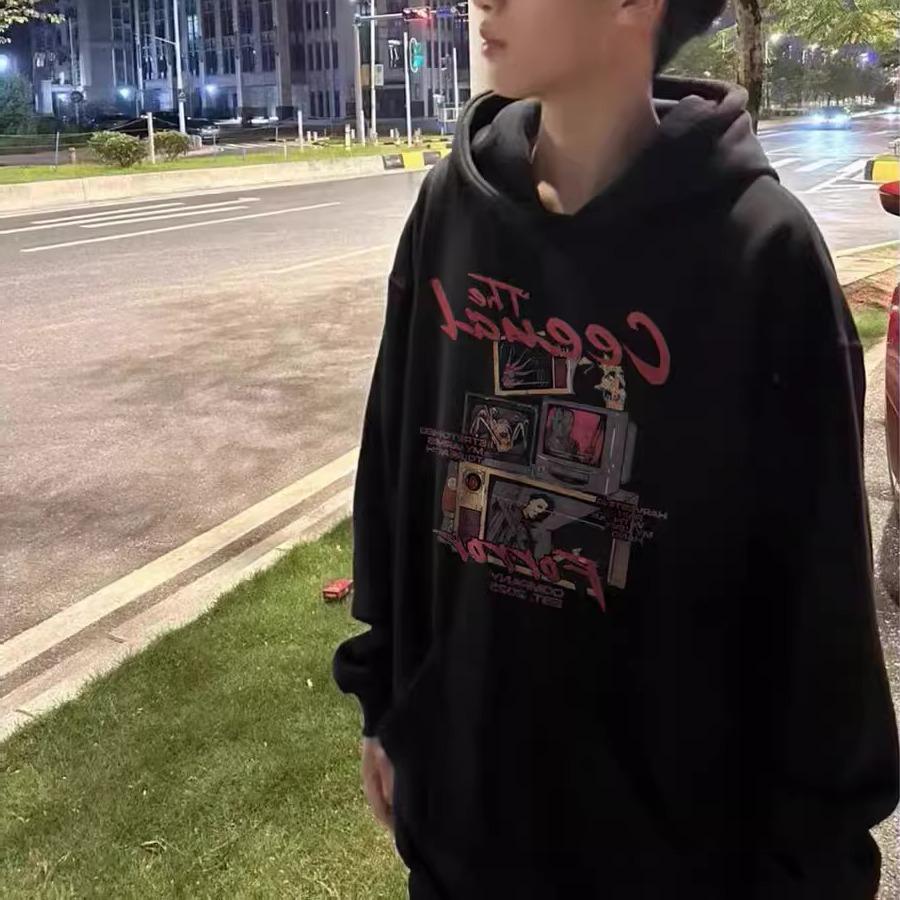 New Versatile Trendy Brand Letter Printing Men's and Women's Autumn and Winter Trend Hoodie Loose Large Size Thermal Top