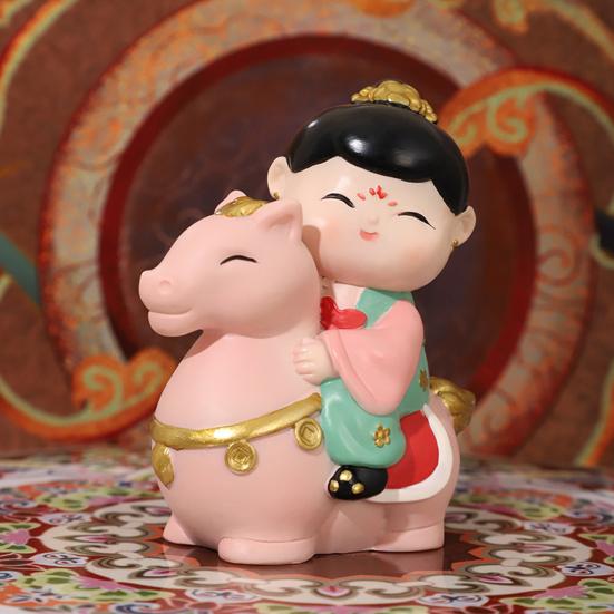 Chinese Style Horse Riding Ornament Cartoon Men Women Resin Figurine Statue Sculpture Home Office Desktop Decoration Souvenir Gift