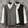 Hong Kong Style Loose Knit Vest for Men - Autumn/Winter Korean Sleeveless Jacket