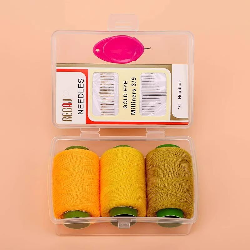 Black & White DIY Sewing Thread and Needle Set for Mending and Handcrafts