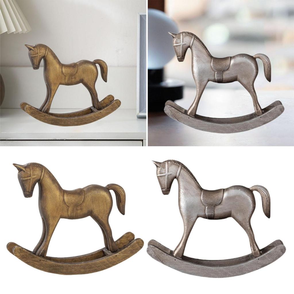 Rocking Horse Statue Artistic Art Crafts Decoration Versatile Decorative Figurine for Tabletop Living Room Office Cabinet Porch
